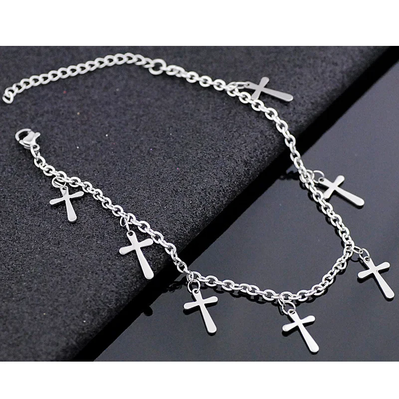 

Lucky Stainless Steel Ankle Bracelet Adjustable Cross Charm Anklet Women Girls