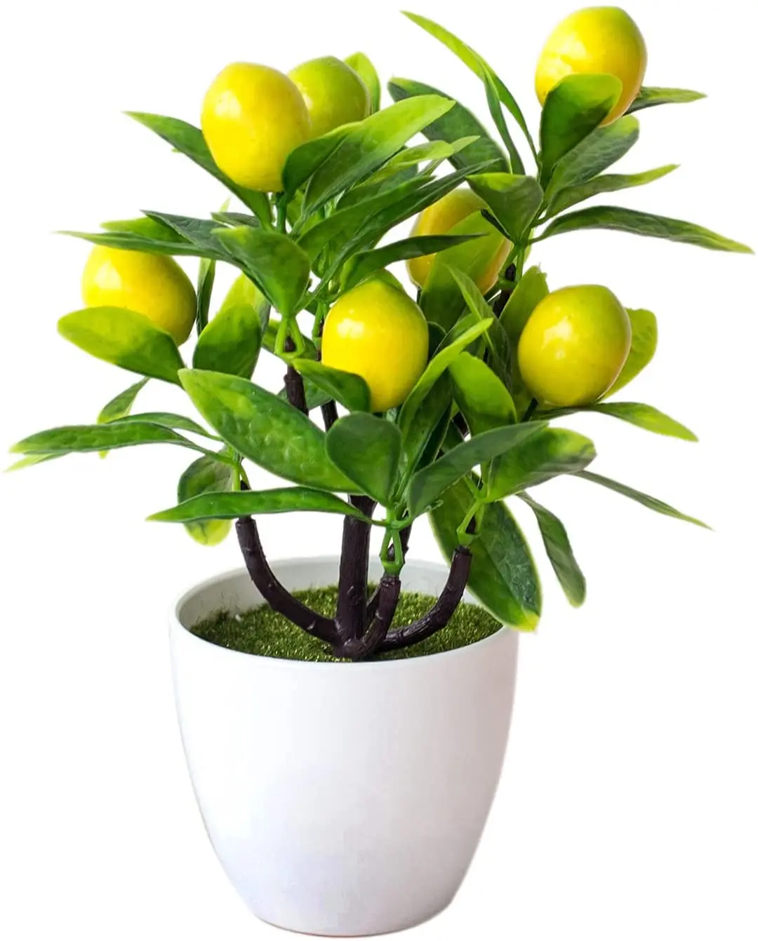 

Home Garden Decor Faux Mini Potted Plastic Fruit Plant Artificial Lemon Bonsai Plant Tree, Shown