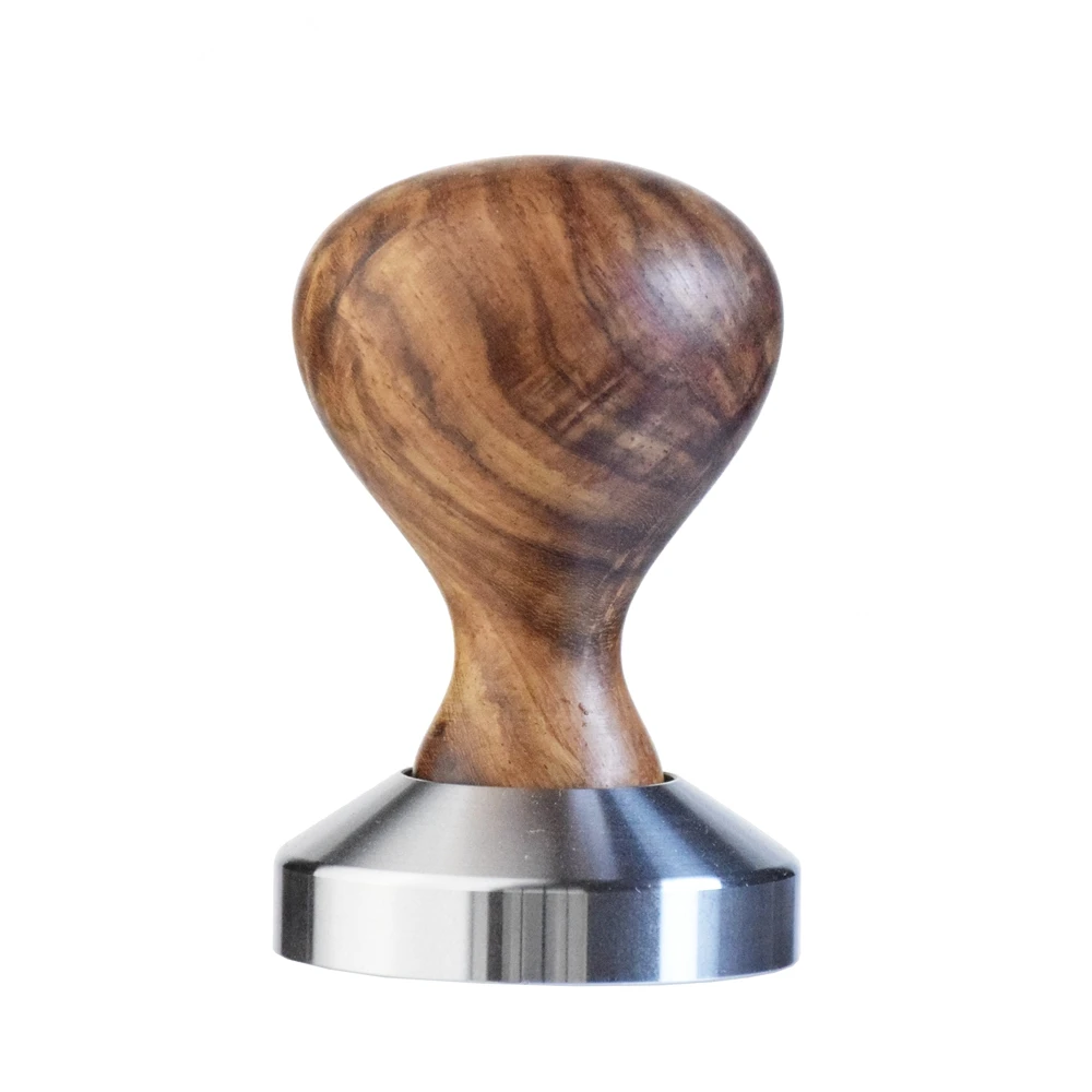 

Ecocoffee wood coffee tamper Barista accessories Rosewood handle YF06 58MM Stainless steel Flat base Customizable size, Brown