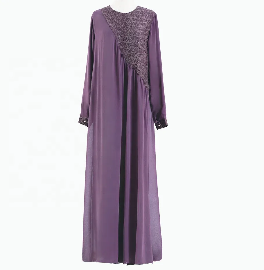 

FREE SHIPPING 2020 Dubai Top Selling Lace Abaya Muslim Maxi Dresses Islamic Clothing Muslimah For Women, Purple.black.gey.blue