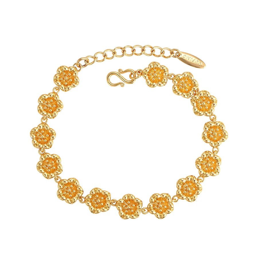 

76526 xuping jewelry hot sale 24k gold flower bracelet