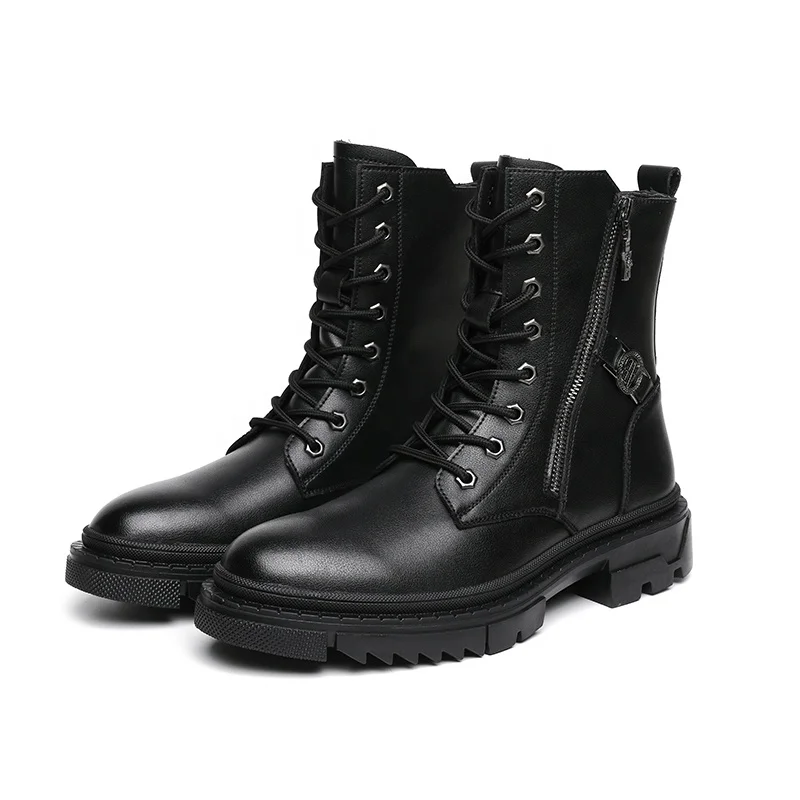 

Autumn and winter new men's black motorcycle retro British style zipper tooling Martin boots men's shoes