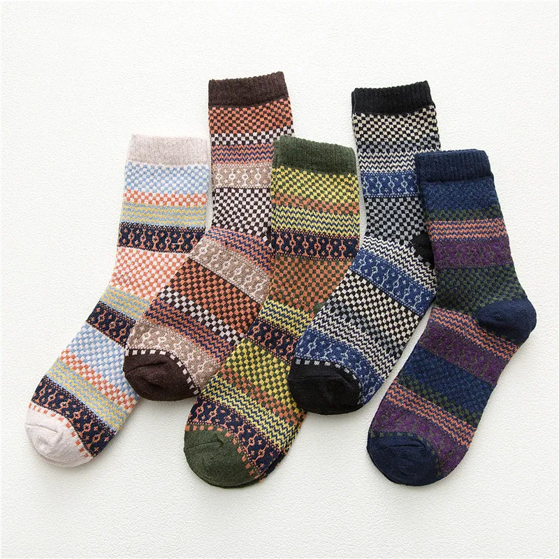 

Yueli hot sale old school warm men socks colorful wool socks