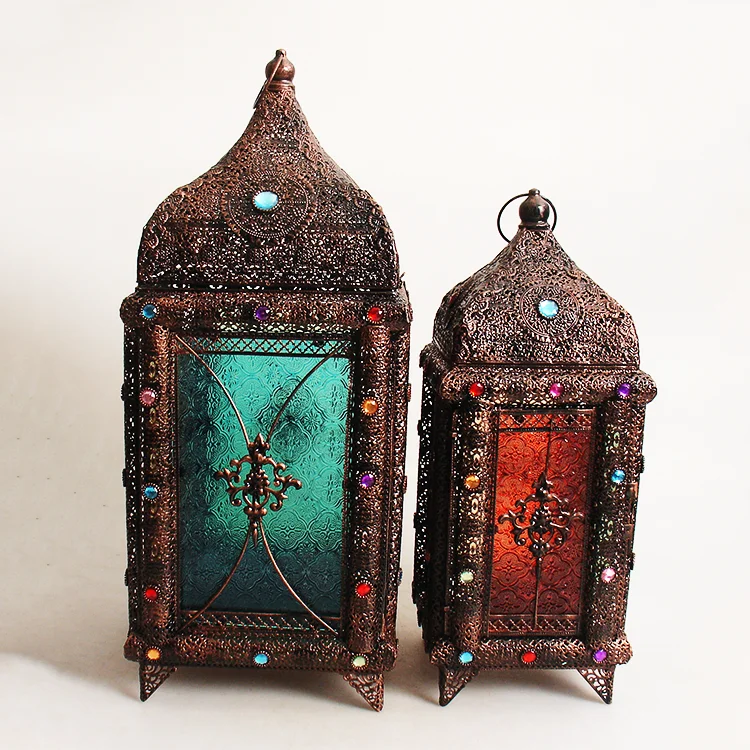 
Wholesale rusty Metal Moroccan LED Candle Lanterns garden decoration wedding lantern 