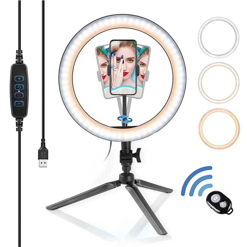 

Dimmable Desktop Live Broadcast Ring Light with tripod stand photographic lighting selfie ring light led, Black