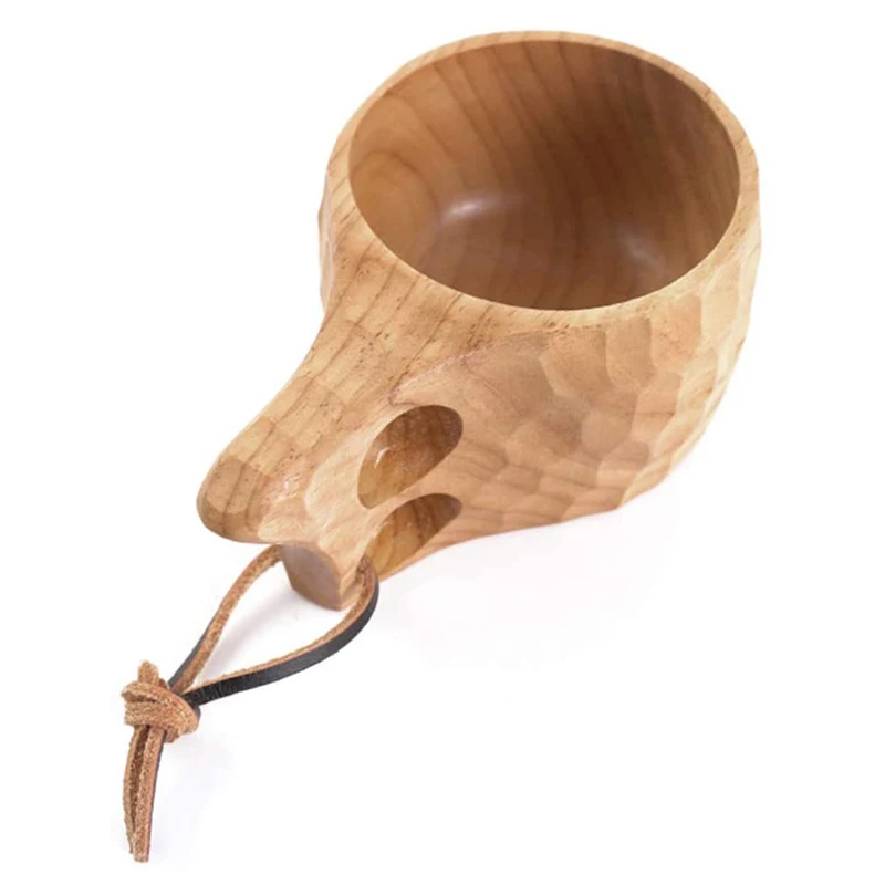 

Traditional Nordic Style Kuksa Mug, Outdoor Portable Natural Wooden Coffee Milk Tea Handmade Wood Kuksa Cup, Natural wood color