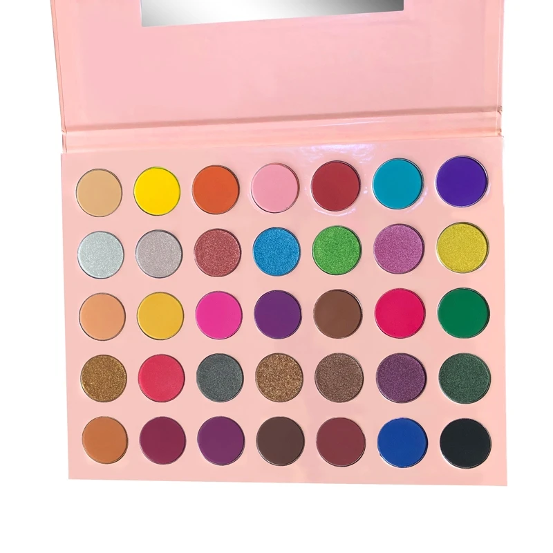 

35 colors delicate powdery easy to color pearlescent matte eyeshadow palette private custom label eyeshadow