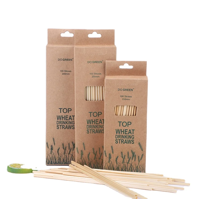 

Grass Straw Eco Friendly Degradable Disposable 100% Nature Hay Wheat Drinking Straws, Natural