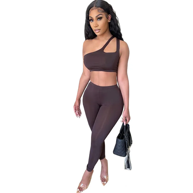 

Ladies Bare Belly Hanging Shoulder Temperament Sexy Multicolor 2-piece Set, Picture