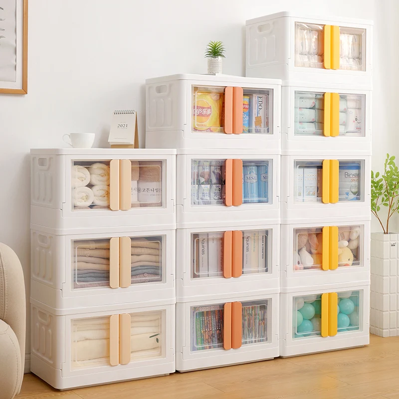 

Thicken Large Capacity Storage Plastic Box Stackable Collapsible Box with Wheel For Clothes Organizer, Customized welcome