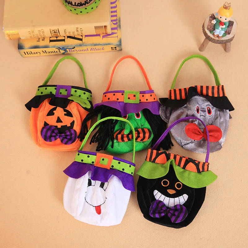 

Q222 Spooky Pumpkin Ghost Trick or Treat Candy Bag Halloween Handbags, 5 color