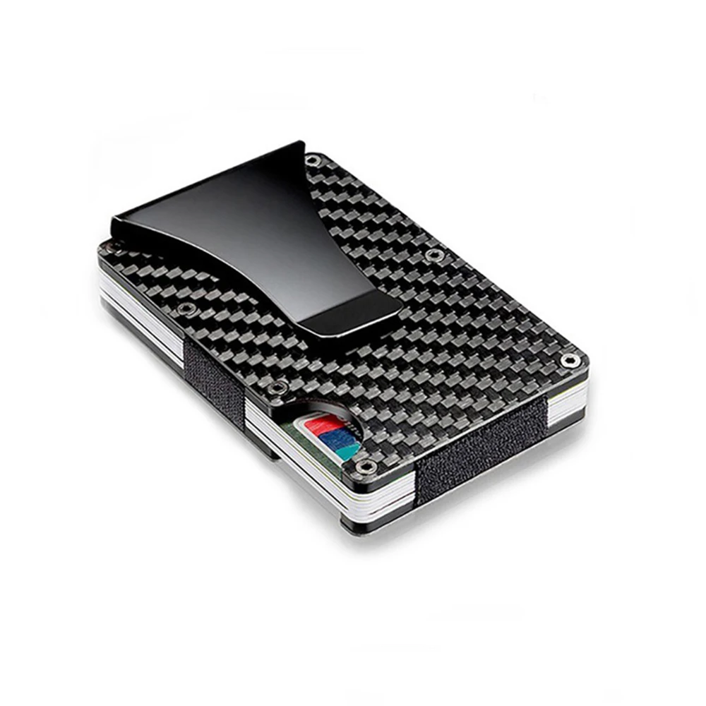 

Carbon Fiber Metal Credit Card with Money Clip Automatic Pop Up RFID Blocking Card Holder, Black, blue, yellow, pink, gray