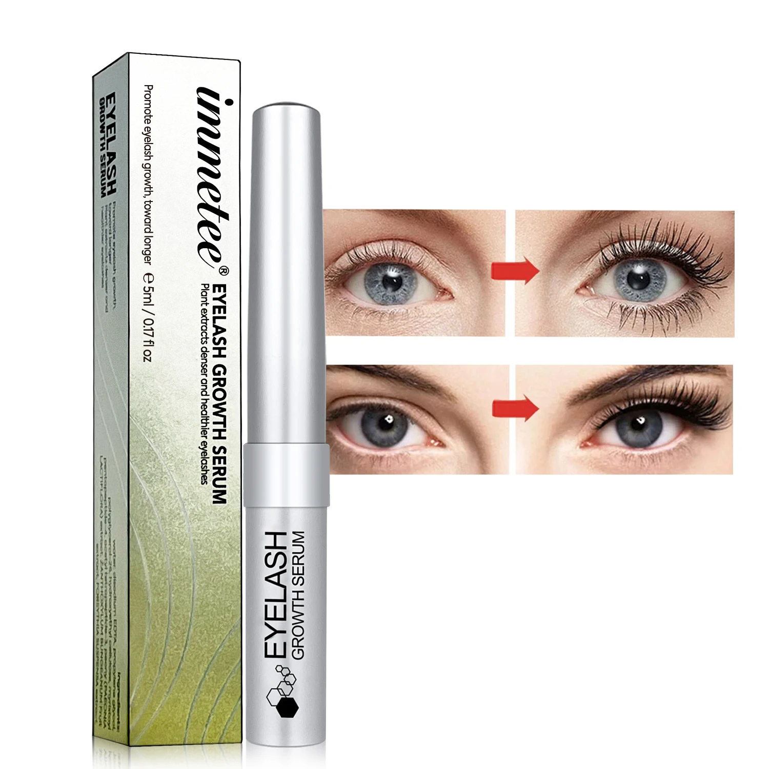 

IMMETEE Lash And Brow Growth Serum Strengthen Lengthen Natural Eyelashes Organic Thicker Private Label Eyelash Serum
