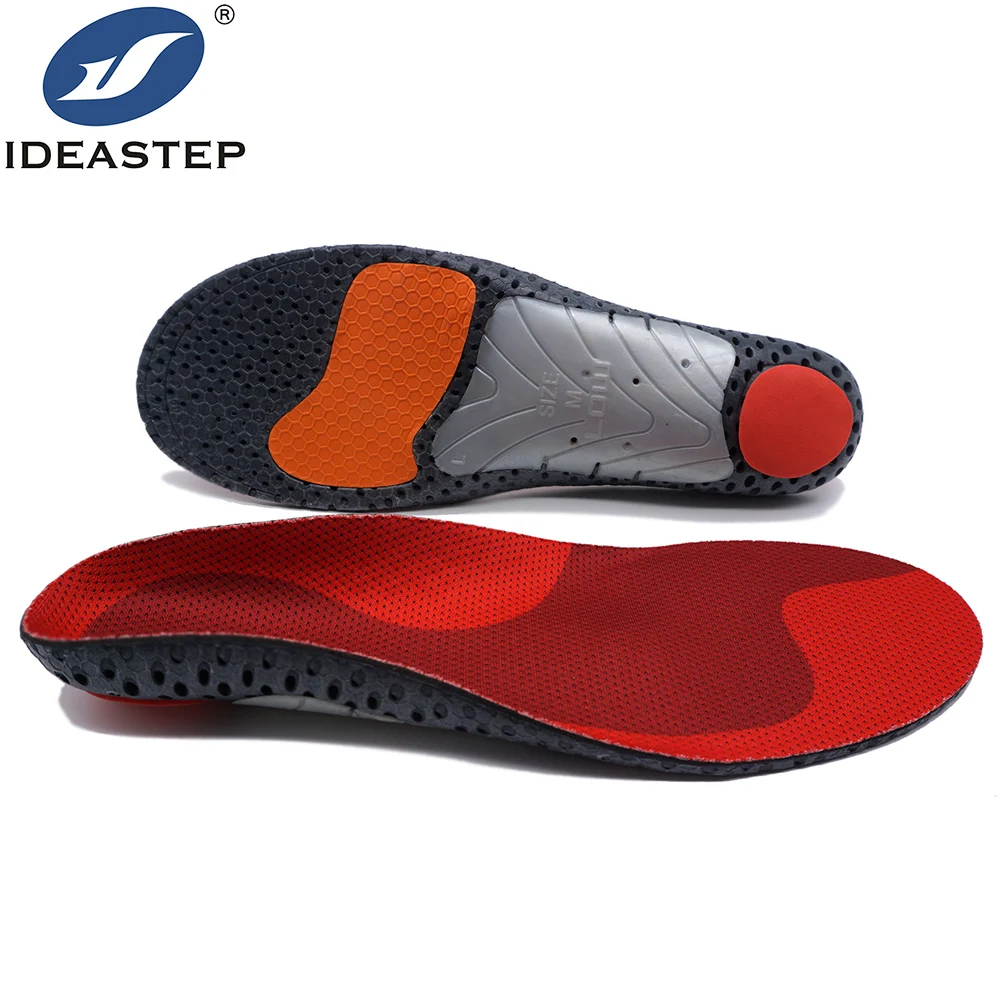 

Ideastep Sport Insoles Perforated EVA Foam Breathable Fabric Deep Heel Cup Semi-rigid High Arch Support Foot Orthotic Inserts, Red