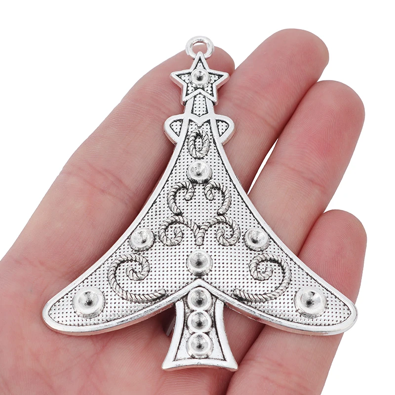 

Antique Silver Christmas Tree Plant Charms Pendants for Necklaces Jewelry Making Findings