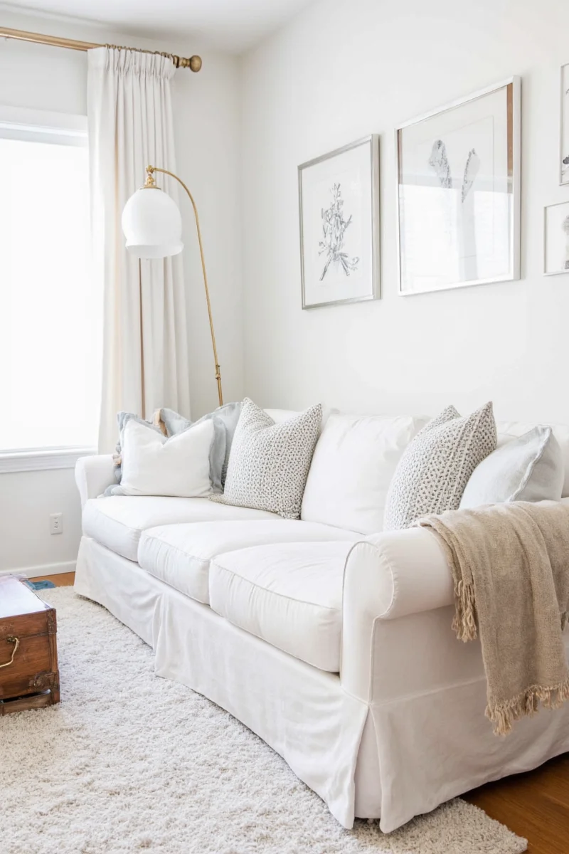 Comparison of white fabric vs white leather couches