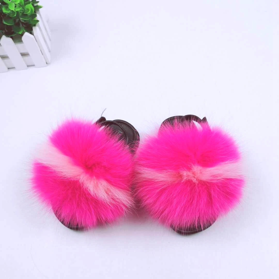 

Fur slipper outdoor slider sandals fox fur for women