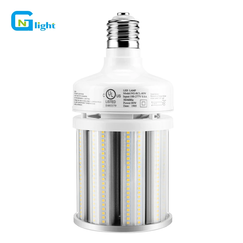 

US standard e26 e39 base AC110-277V 400W Equivalent parking lot clear Milky PC cover led warehouse corn bulb