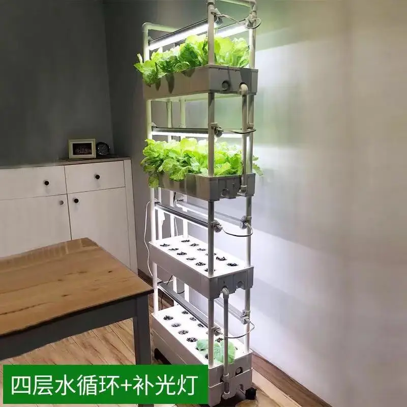 Home Vertical Garden Tower Hydroponic System With Led Light 3layers
