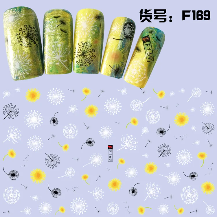 

F163-177 Flower Letters Nail Art Decals 3D Manicure Applique Nail Stickers for Nail Decoration, As picture
