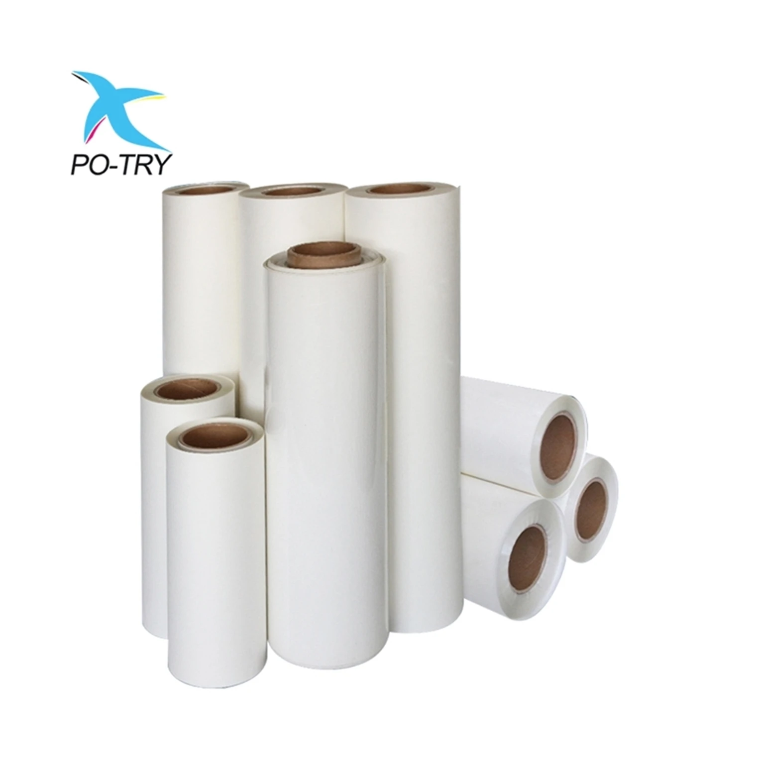 PO-TRY Factory Direct High-Temperature DTF Printer Cold Peel Roll PET Film for Textile Side Printing Matte & Glossy Finish