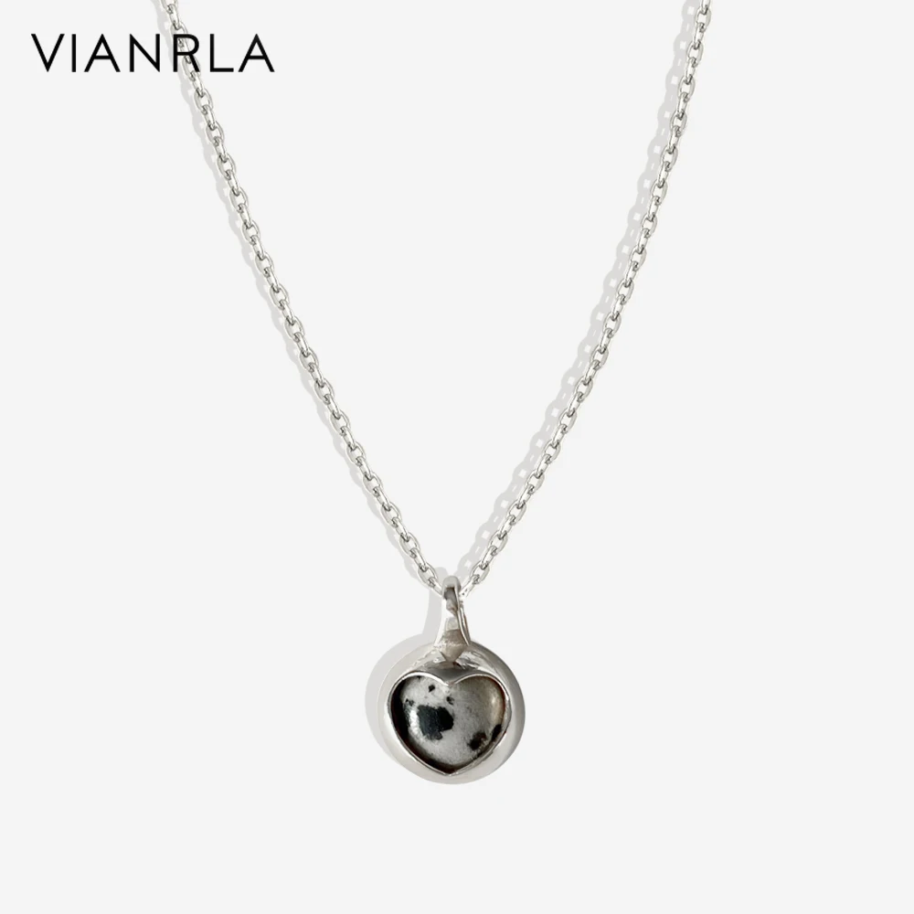 VIANRLA Necklace 925 Sterling Silver Strange Stone Heart Pendant Silver Chain 18k Gold Necklace Dainty Jewelry