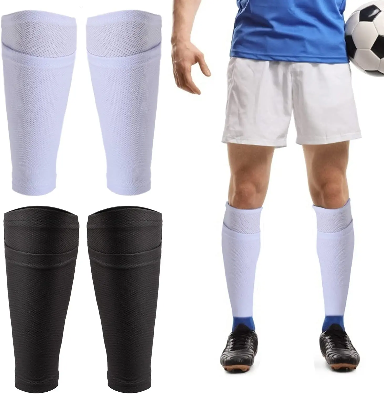 

HYL-1038 sports socks calf protector football shin guard sleeves with pocket, Gray,yellow,white, green, black,blue,orange