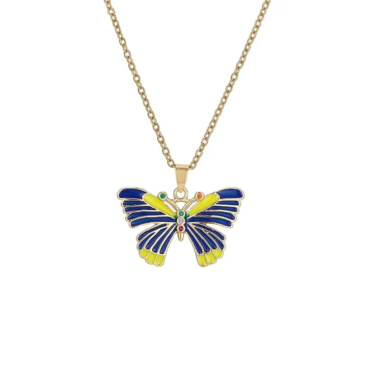 

European And American Retro Butterfly Necklace 2021 Summer Simple Ins Wind Jewelry Pendant Jewelry Female