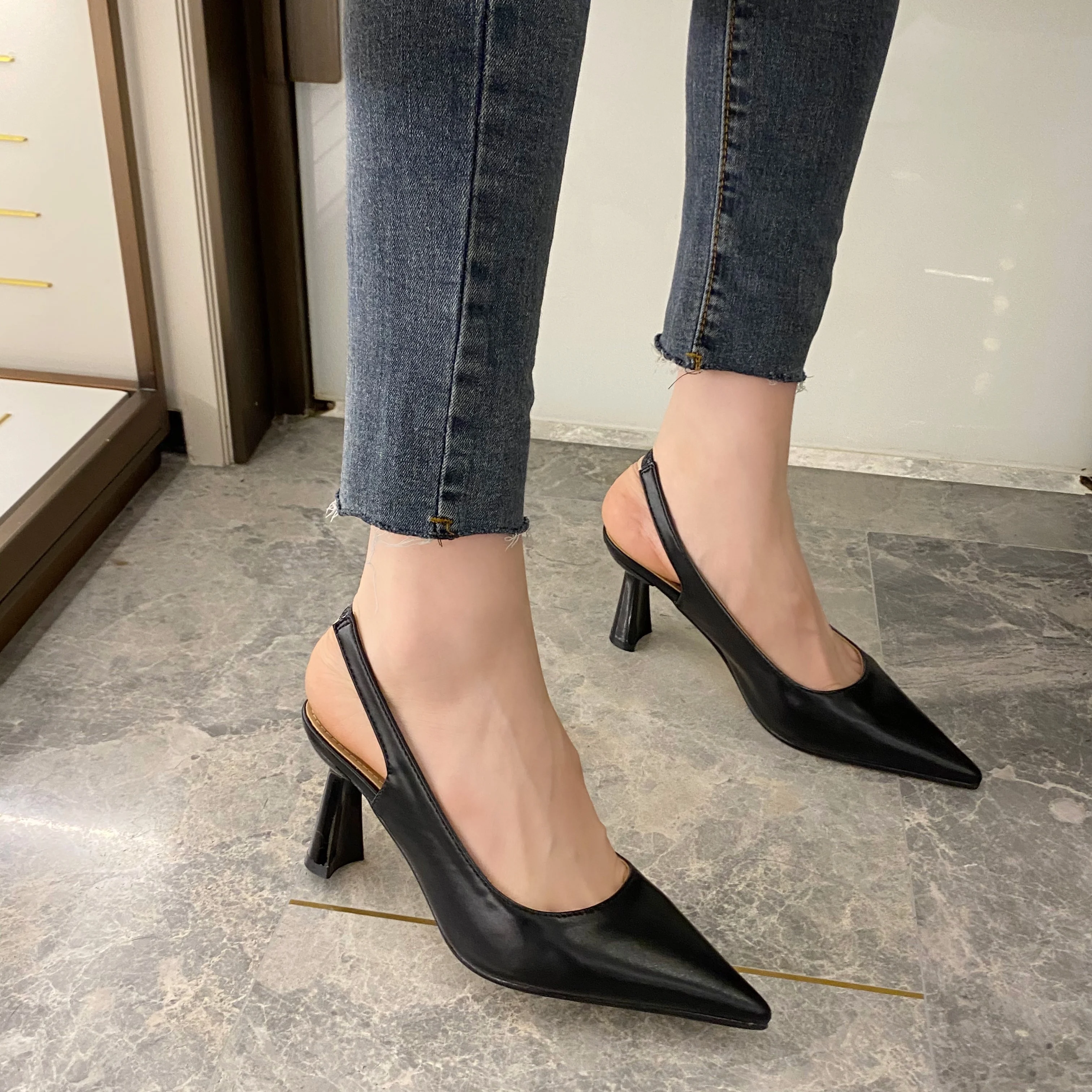 

101851DEleventh Shoes Woman Formal Shoes Autumn Fashion 2020 Pointy Toe PU Leather Stiletto High Heels Ladies Office Shoes