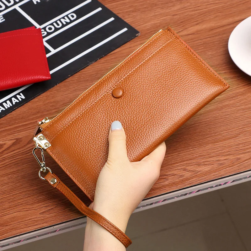 

2021 Designer luxury slim long wallet purse fashionable zipper women geniune leather wallets ladies custom