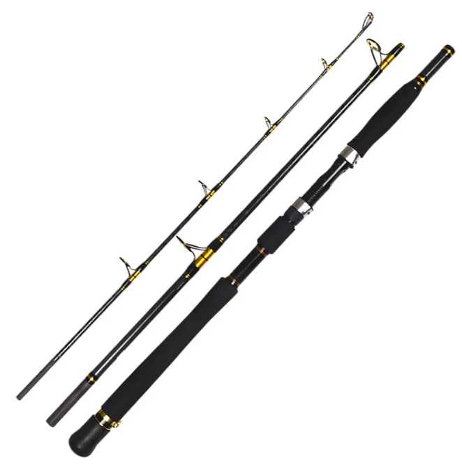 

WEIHAI factory Multi-purpose Deep Sea 3 section 2M Carbon Fiber anchor Fishing Rod Boat Fishing Rods, Black