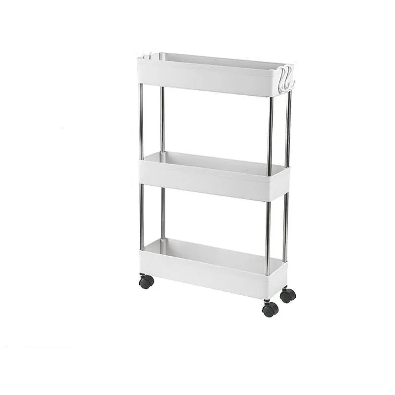 

Multistory bathroom plastic storage racks Kitchen storage racks on wheels, White