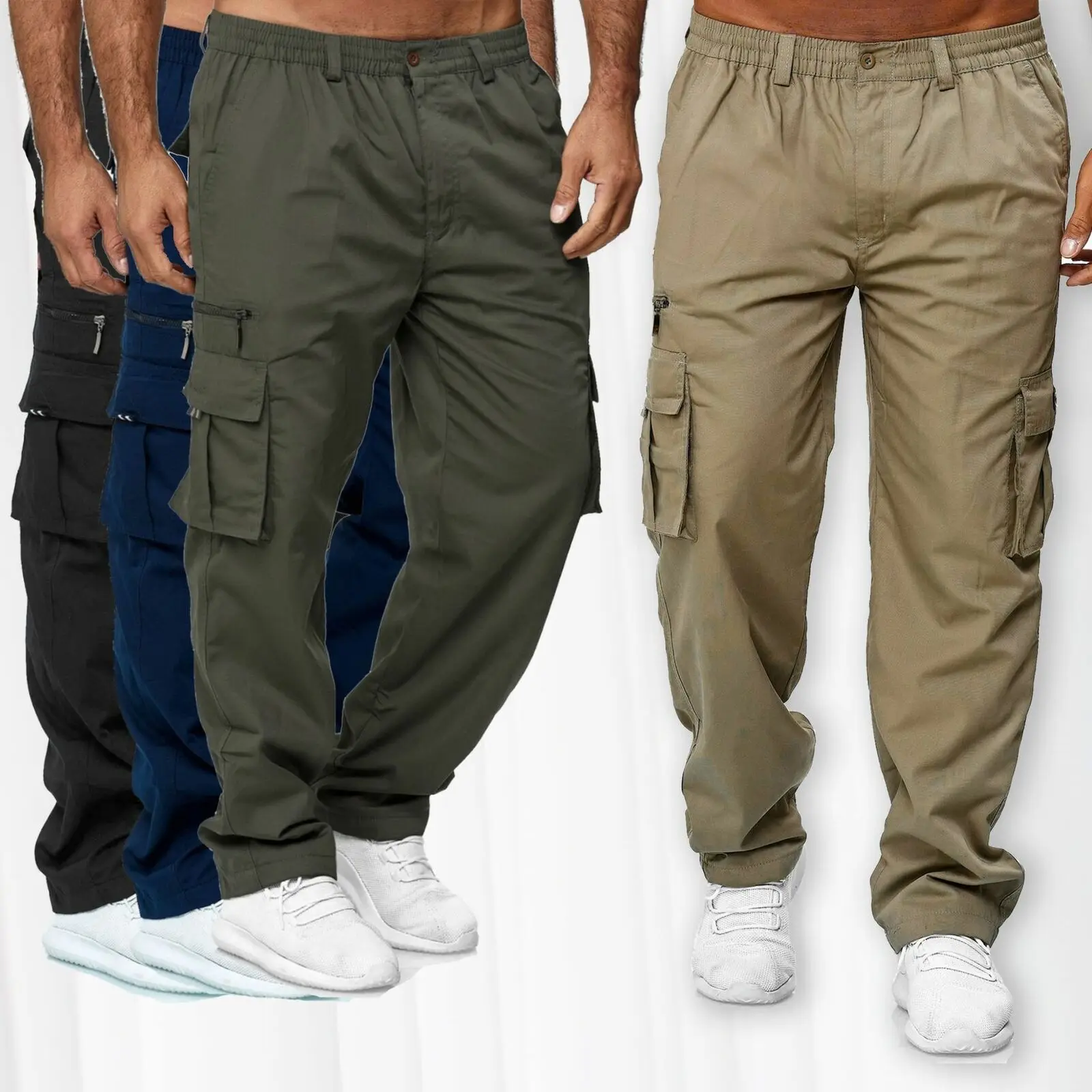 Sweatpants Men Jogger Cargo Pants Casual Multi Pockets Elastic Waist Tactical Trousers Tactical Cargo Baggy Pants Men