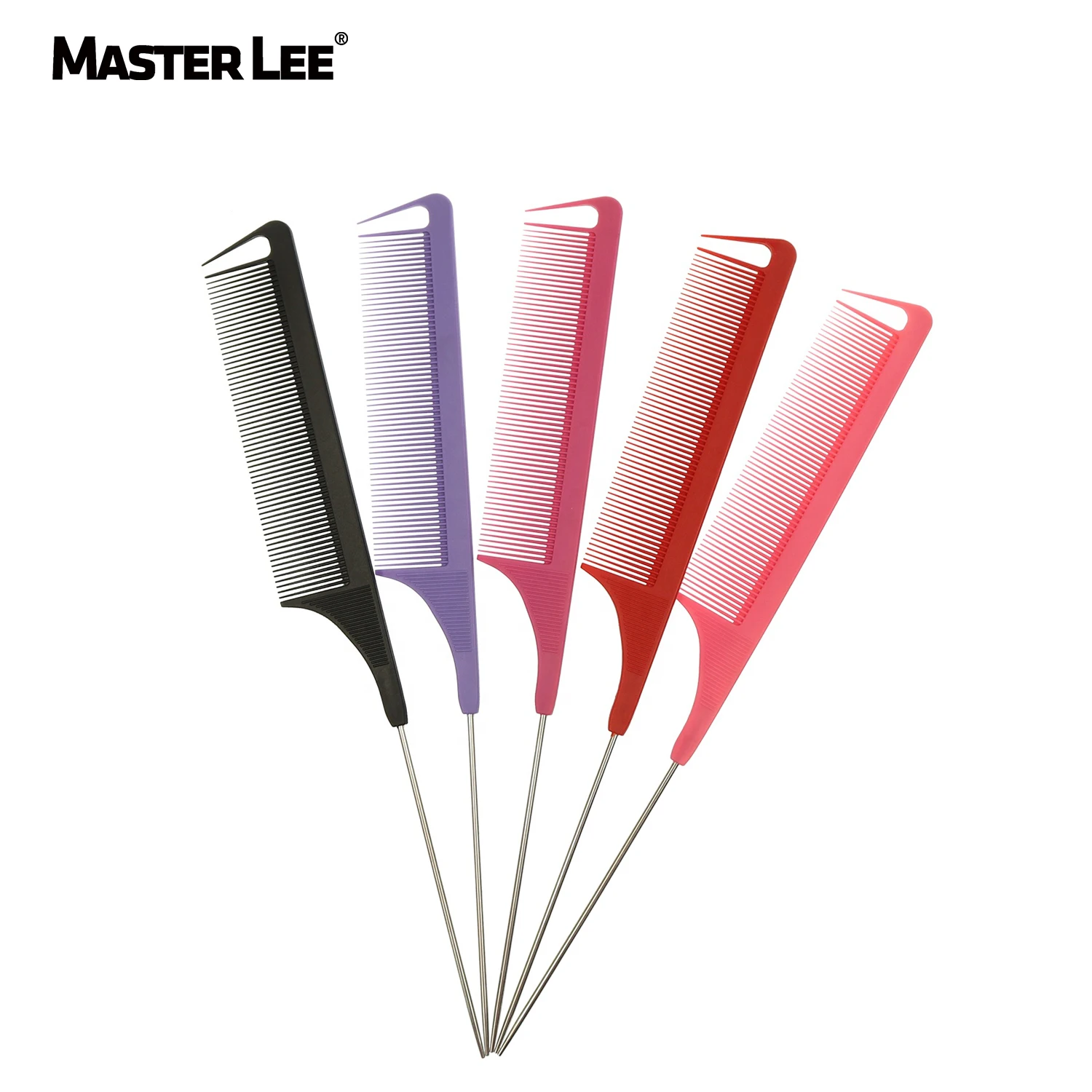 

Masterlee high quality parting comb afro steel rat tail comb hair straightener cutting comb, 3 colors