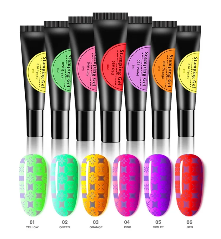 

Nail Stamping Gel Polish 8ml Neon Fluorescent Stamp Print Oil UV Gel Lacquer Luminous Soak Off Varnish for Nail Art Stamp Plate, Picture