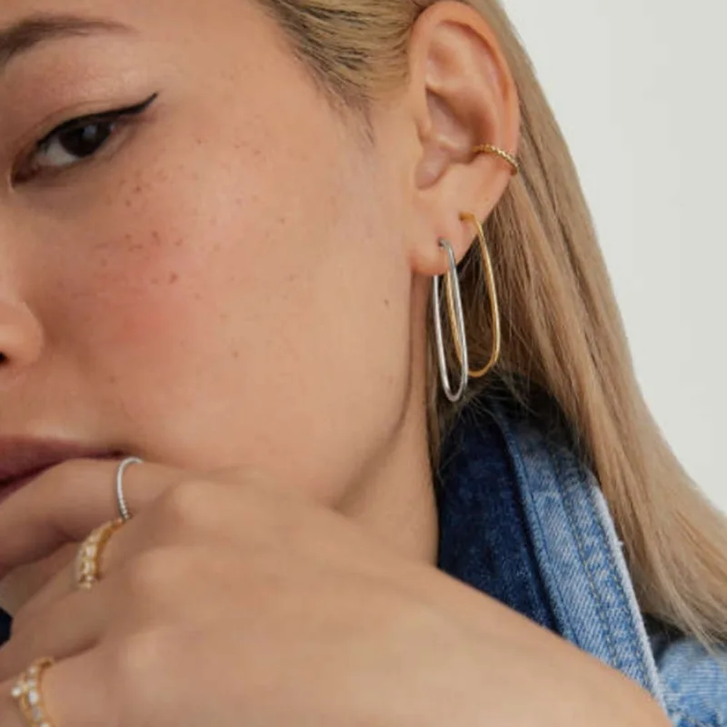 Joolim 18k Gold Plated Paper Clip Earring Stainless Steel Jewelry Stainless Steel Earrings for Women New Costume Jewelry