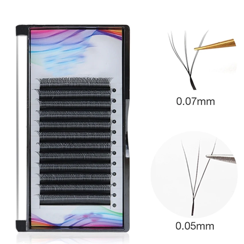 

New Product W w Lash W clover Eyelash Extension C D Curl 0.07mm w Shape Lash With False Eyelashes w Lashes, Natural black