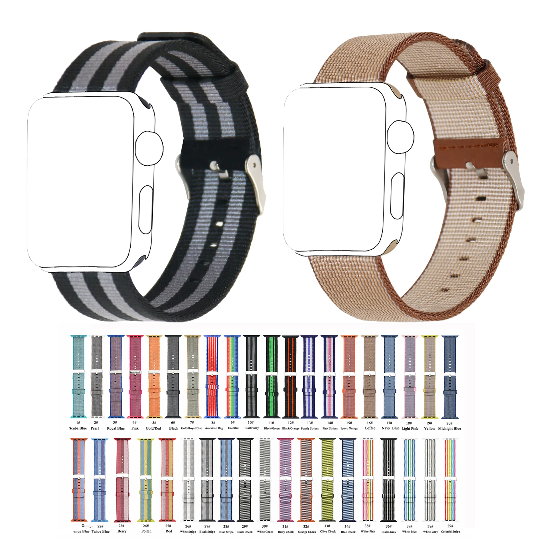 

Notec fashion striped strap Color Nylon Woven Sport Loop watch band for apple smarte Watch women man series 6/5/4/3/2/1