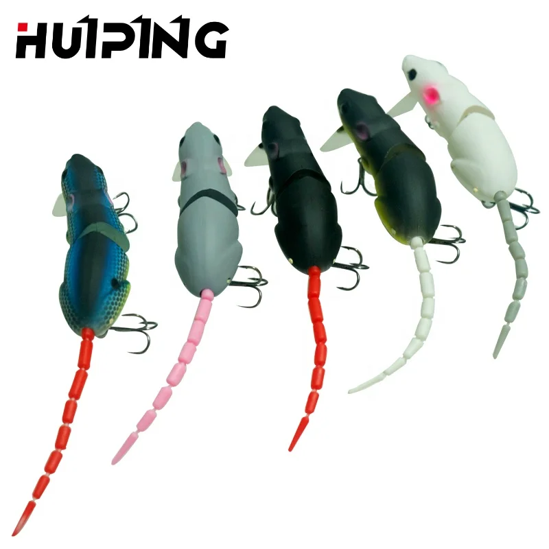 

HUIPING 85mm15.5g rat lure Minnow fishing Lure Artificial Fishing Bait Multi Section Mouse Hard Plastic Pesca, 5 colors