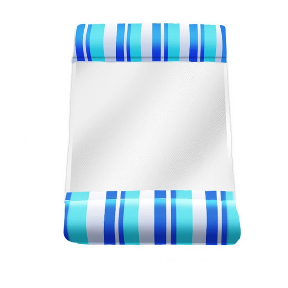 

Funfishing Striped Hammock Adult Lounge Chair Foldable Floating Row With Net Swim Pool Inflatable Water Float