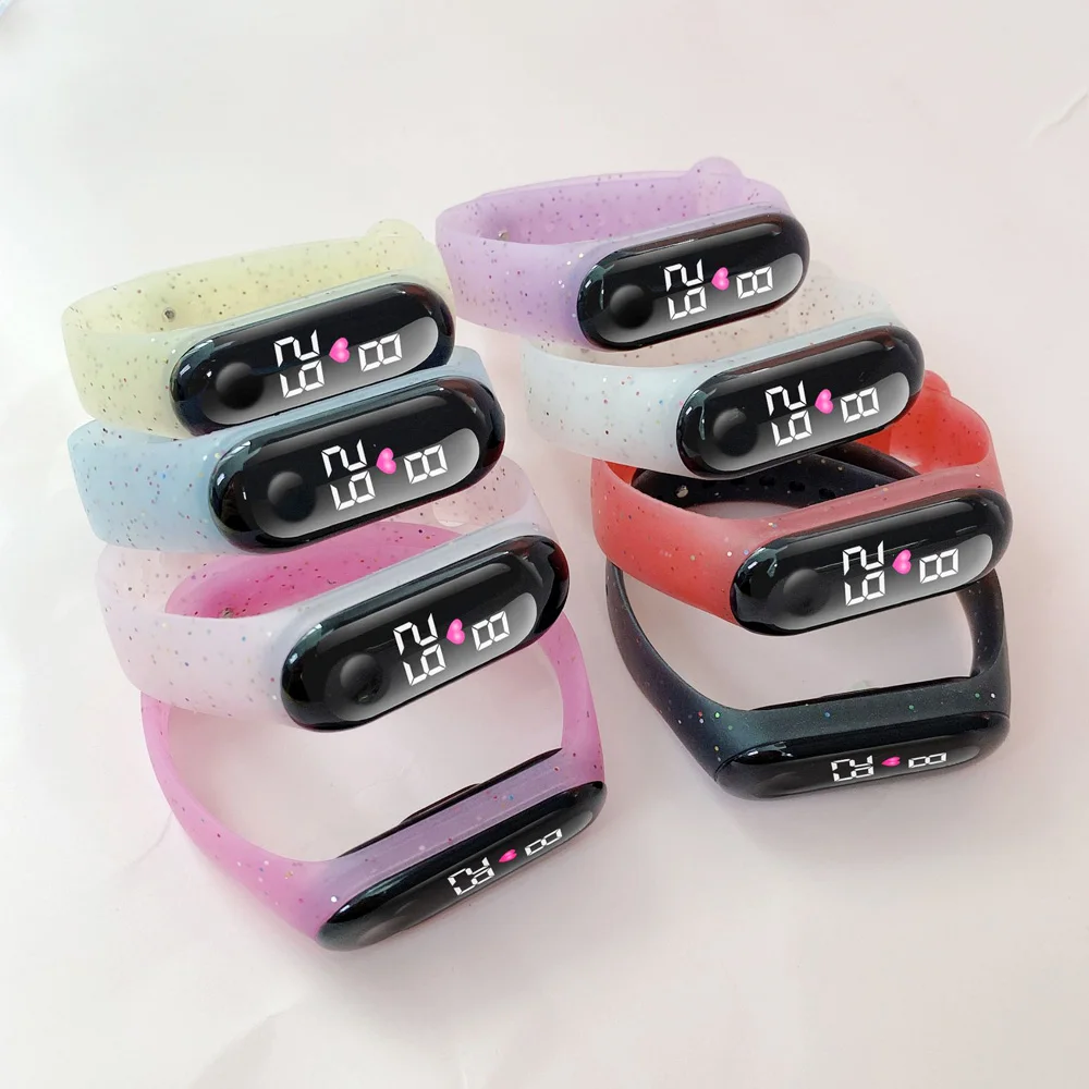 

silicone glitter Luminous Glowing Water Resistant led hologram watch personalized watch bracelet waterproof odm bracelet watch, Multi colors
