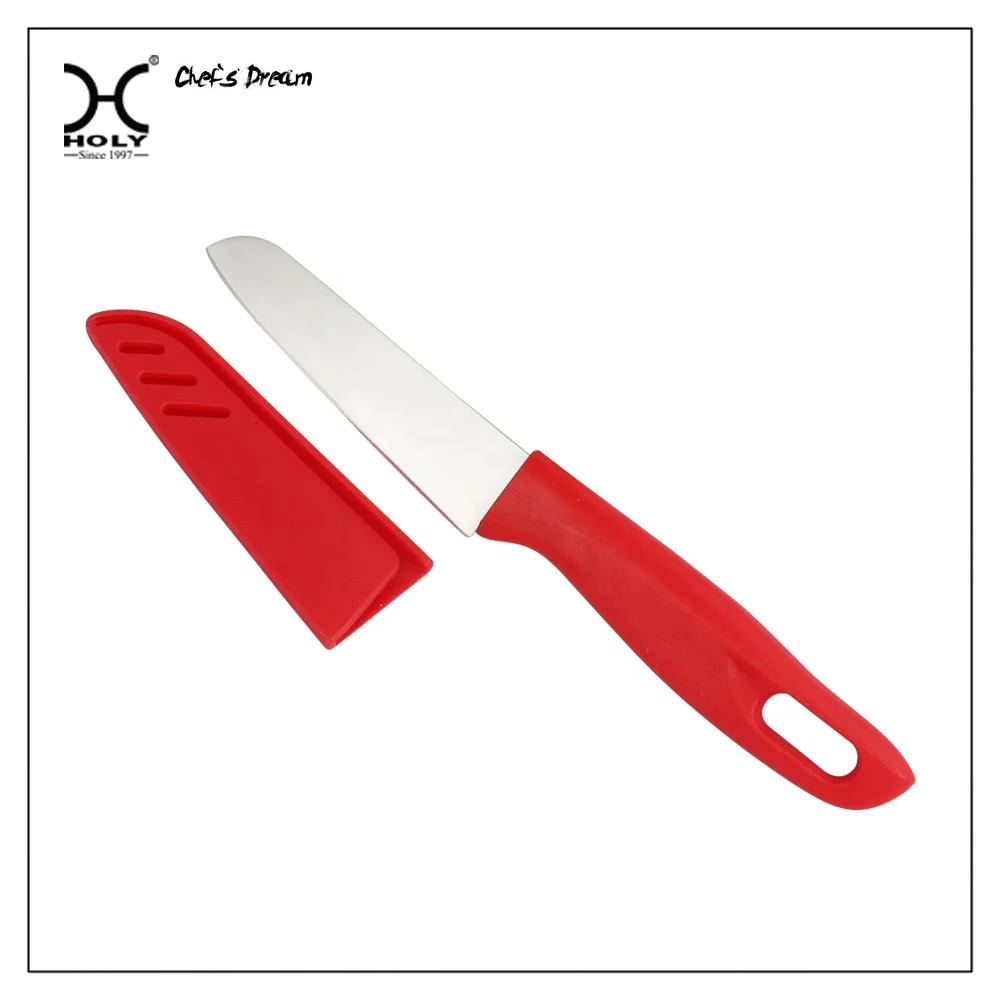 

Read color kitchen fruit Paring Knife with plastic handle and Sheath Covers, Red