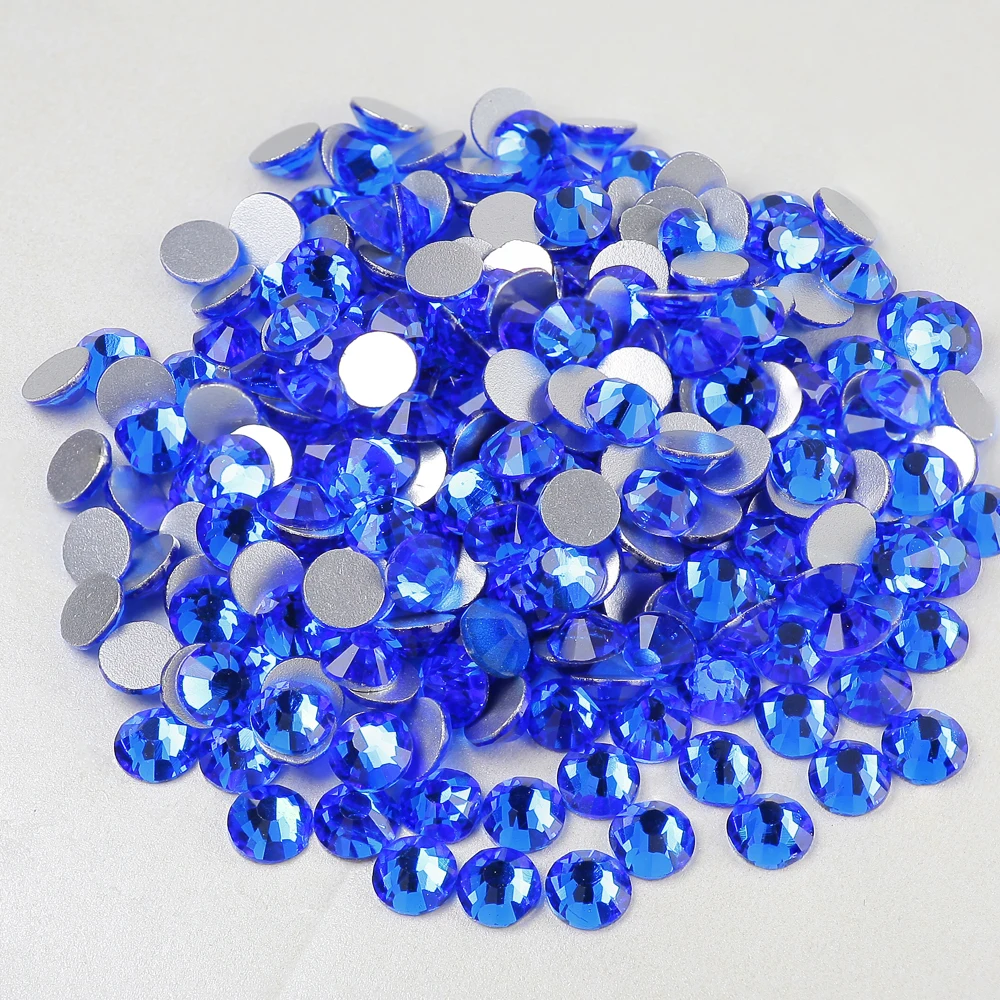 

Capri blue Yantuo Rhinestones Supplier silver back flatback Loose Glass Strass Non Hot Fix Nail Art Rhinestones