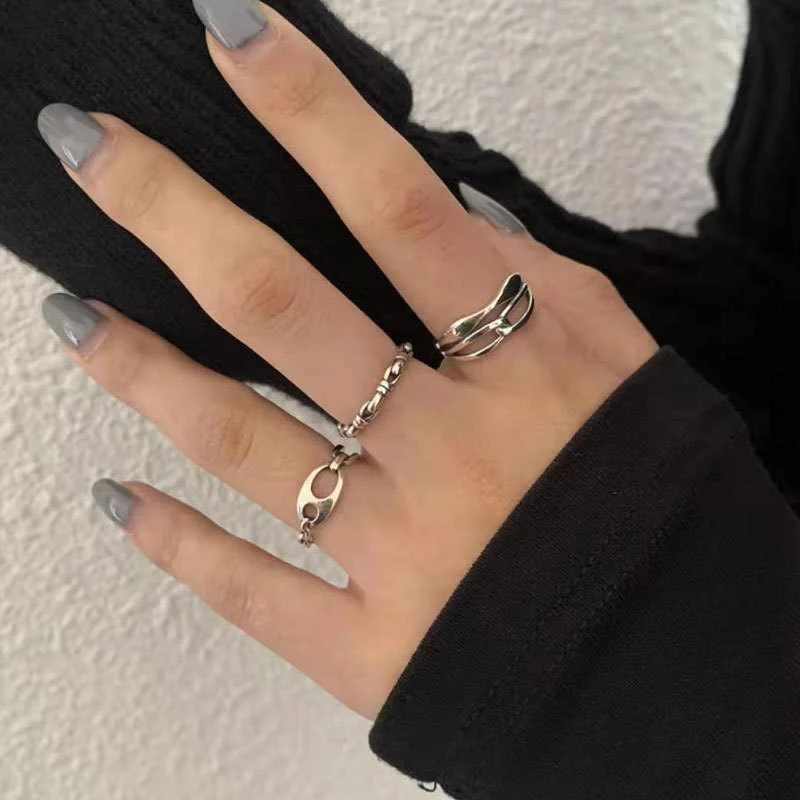 

Female Simple Chain Ring Stamping Blanks Micro Pave Stainless Steel Lot Rings With Charm