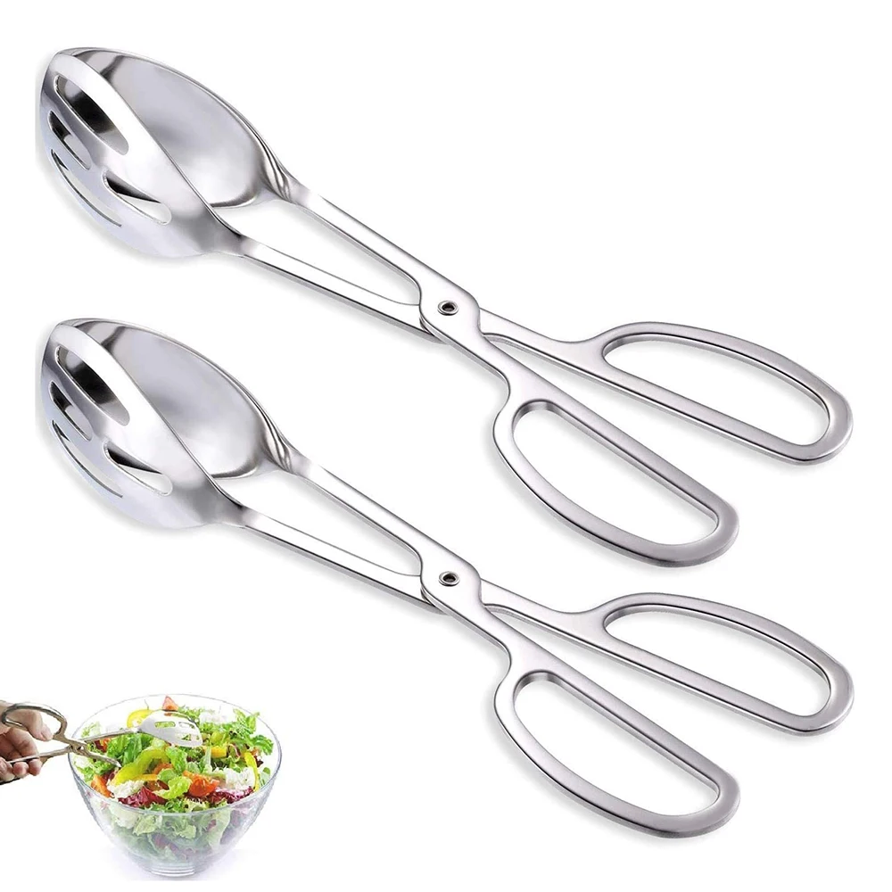 

Kitchen Restaurant Stainless Steel Thickening Food Cook Tongs Salad Tongs Buffet Party Catering Food Serving Tong, Sliver