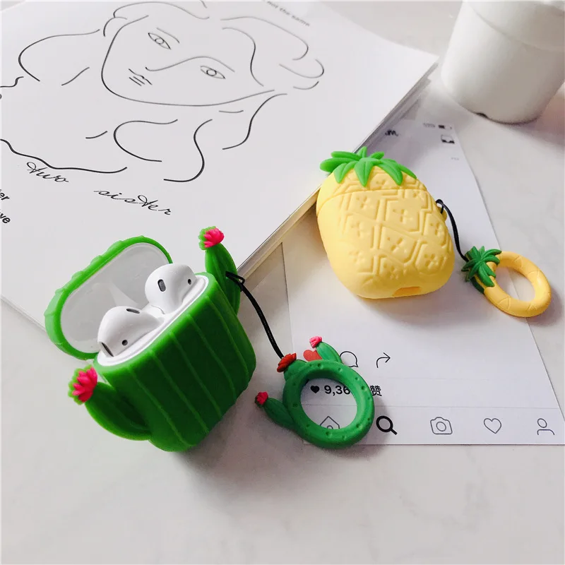 

3D Cute Silicone Flower Pineapple Cactus For Air Pod Cover for Apple Airpods 1 2 Cases