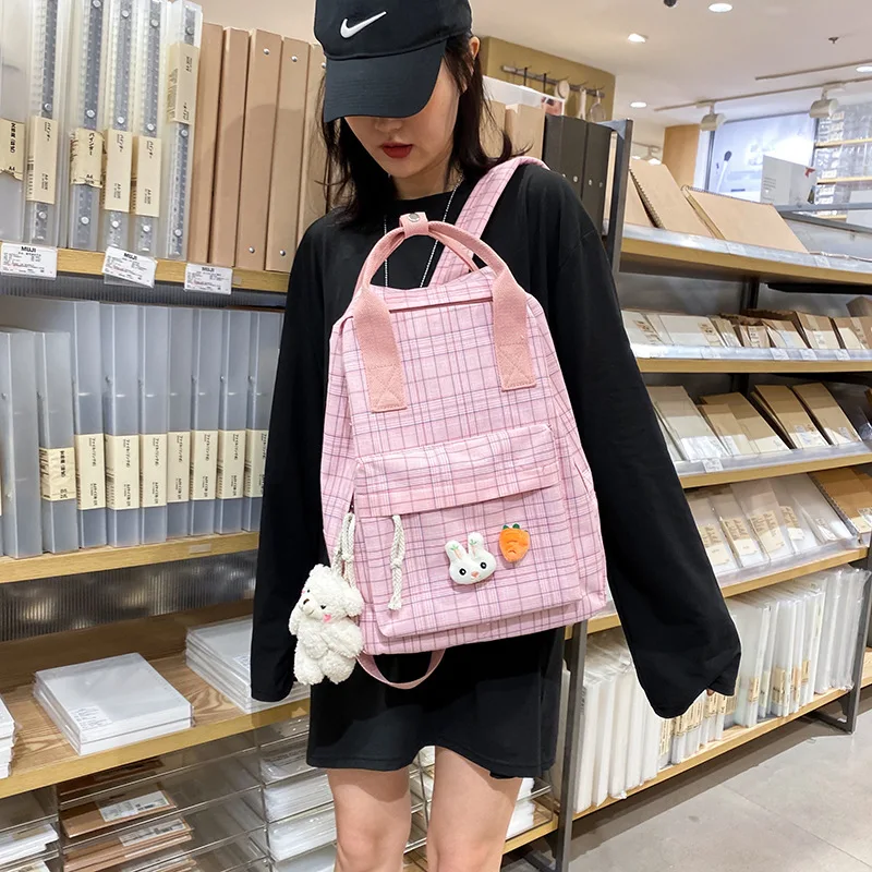 Cute Japanese Style Canvas High School Bags Trendy Backpack for Girls Student