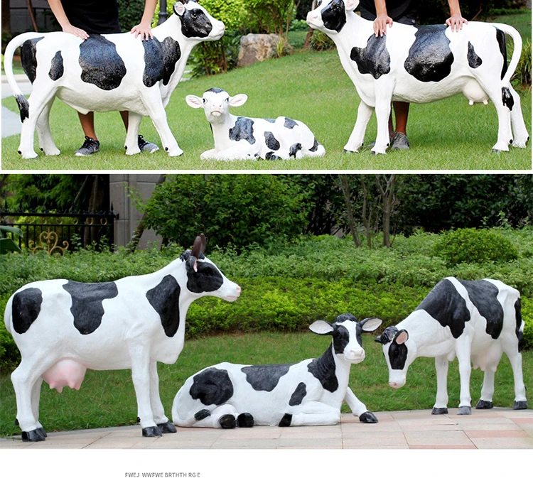 Farm Garden Ornaments Sculpture Products Fiberglass Cow Statue With