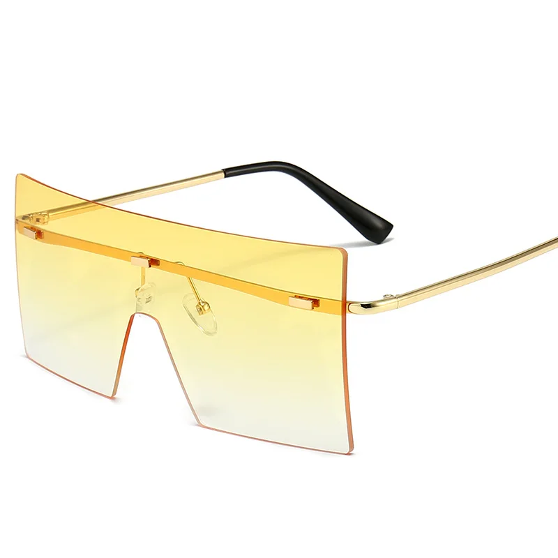 

Metal lens glasses oversized one piece lens frameless 2021 new women arrivals sunglasses
