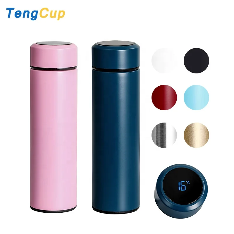 

TY Intelligent 500ml Water Bottle LED Temperature Displayed Insulated 304 stainless steel vacuum LED flask, Customized colors acceptable